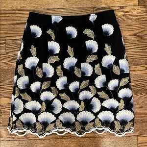 Floral Embroidered Black Skirt